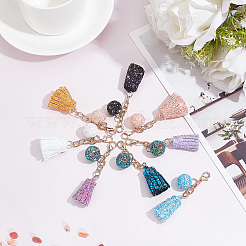 8 шт. 8 цвета лазерный стиль пайетки тканевый шар кисточка подвеска украшение&nbsp;KEYC-WR0001-23