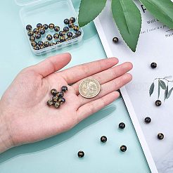 Природные обсидиана круглые резные Ом Мани Падме гул бисер пряди&nbsp;G-OC0001-35