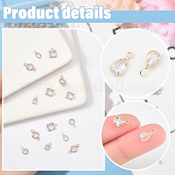 80шт 4 стиля латунные подвески с кубическим цирконием наборы&nbsp;ZIRC-YW0001-27