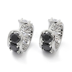 Латунные серьги-кольца с черным кубическим цирконием&nbsp;EJEW-Q016-11P