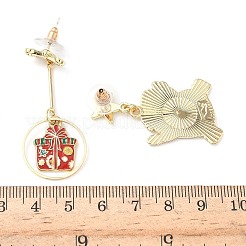 Рождественские серьги-гвоздики с эмалевым сплавом&nbsp;LS-EJEW-F399-04B-G