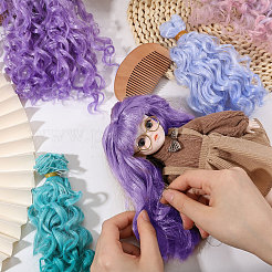 4 peluca de muñeca PP de 4 colores con cabello largo y rizado&nbsp;DIY-GL0006-20A
