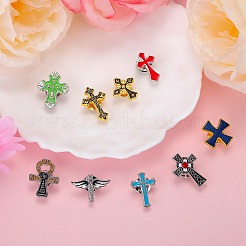 9 Stück 9 Stile Kreuz-Emaille-Anstecknadel&nbsp;JEWB-SZ0001-94