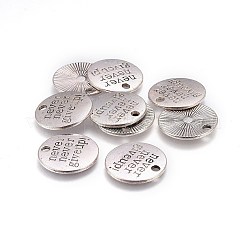 Lega di stile tibetano piatto rotondo parola scolpita non mollare mai pendenti&nbsp;LS-TIBEP-12585-AS-NR