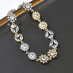 Bracelets à maillons en laiton micro pavé en oxyde de zirconium transparent pour femmes&nbsp;BJEW-C156-06A-GP