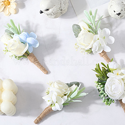 6шт. 3 стиля брошь-бутоньерка из шелковой ткани в виде цветка&nbsp;AJEW-CP0006-34