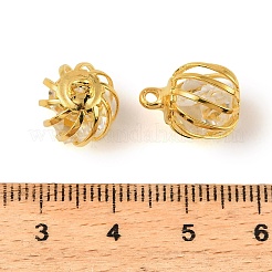 Подвески в виде клетки из латунных стеклянных бусин&nbsp;KK-T080-30G