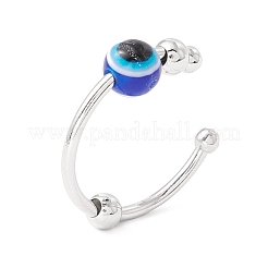Anello rotondo del polsino aperto con perline rotante malocchio&nbsp;RJEW-H102-04P