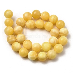 Нити бусин из натурального желтого нефрита&nbsp;G-A274-A01-14mm