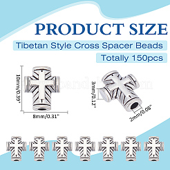 150 шт. бусины из цинкового сплава в тибетском стиле&nbsp;TIBEB-ME0001-02