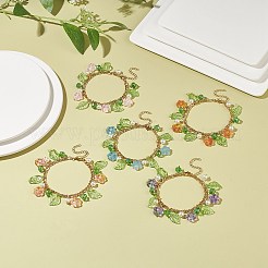 5 Uds. Juego de pulseras con dijes de hojas acrílicas y perlas de vidrio de 5 colores&nbsp;BJEW-JB08908