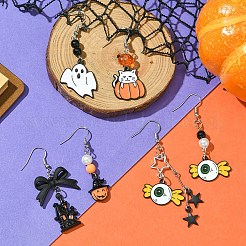 Наборы для изготовления висячих сережек из сплава эмали и акрила на тему Хэллоуина своими руками&nbsp;DIY-YW0009-97