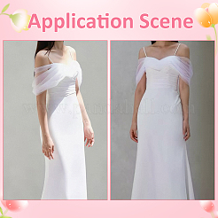 Scialle da sposa in garza di poliestere&nbsp;AJEW-WH0481-820B