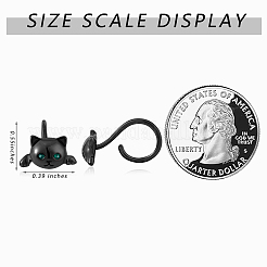 925 simpatico gatto orecchini in argento sterling orecchini a cerchio mezzo huggie orecchini a bottone in zircone bel regalo di gioielli per le orecchie degli animali per le donne&nbsp;JE1069B