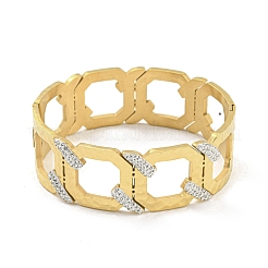Bracelets à charnière creux en acier inoxydable 304 avec strass en cristal pour femmes&nbsp;BJEW-D044-09G