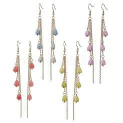 Серьги-подвески из синтетического коралла&nbsp;EJEW-JE06652