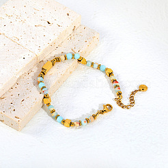 Pulseras de acero inoxidable 304 y cuentas redondas de piedra natural shoushan.&nbsp;WG1A79C-01