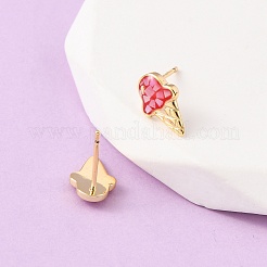 Серьги-гвоздики с мороженым из латуни и эмали&nbsp;EJEW-I322-17G