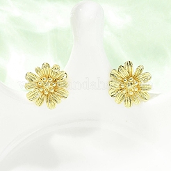 Boucles d'oreilles puces en laiton à motif floral pour la Saint-Valentin&nbsp;EJEW-D351-03G