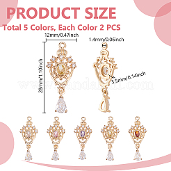 10 шт. 5 цвета латунные подвески с микропаве и кубическим цирконием&nbsp;ZIRC-GA0001-15