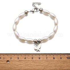 Браслеты с подвесками в виде бабочек из нержавеющей стали 304 для женщин&nbsp;BJEW-C098-08P