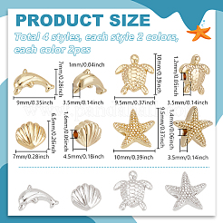 16шт 8 стиля латунные бусины&nbsp;KK-PH0010-77