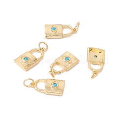 Pendenti in ottone placcato a cremagliera con micro pavé di zirconi cubici blu cielo profondo&nbsp;ZIRC-C040-35G