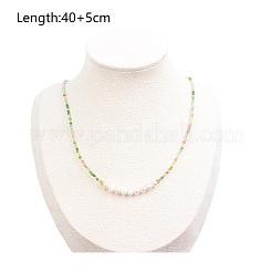 Женские бусины из ограненного круглого натурального зеленого турмалина и стеклянного жемчуга диаметром 2 мм&nbsp;YX9478