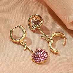 Серьги-кольца из вишневой латуни с микропаве из кубических цирконий&nbsp;EJEW-M077-04G-02