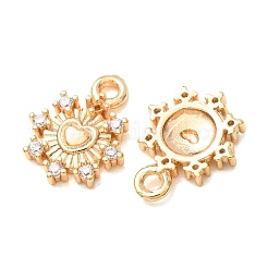 Breloques en laiton micro pavé de zircone cubique transparente pour la saint-valentin&nbsp;CU-K002-13G