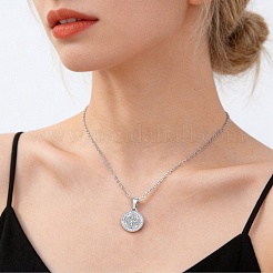 Collares con colgante de acero inoxidable 304 con circonitas cúbicas transparentes engastadas&nbsp;WGDB6C0-02
