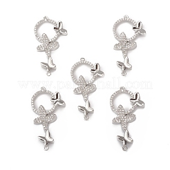 Шармы-соединители из латуни с микропаве из прозрачного кубического циркония&nbsp;KK-E068-VB072