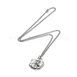 Halsketten mit Totenkopf-Strassanhänger und Rolo-Ketten&nbsp;LS-NJEW-F309-04