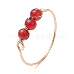 Круглые натуральные кольца с розовым кварцем&nbsp;RJEW-JR00850-02