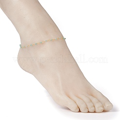 Cavigliere tonde sfaccettate con perline amazzonite naturale&nbsp;AJEW-AN00360-03