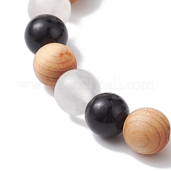 Braccialetti elasticizzati con perline di legno naturale&nbsp;BJEW-JB10115-02