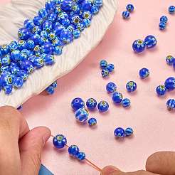 Perles vernissées de millefiori manuelles&nbsp;LAMP-SZ0001-71B-02