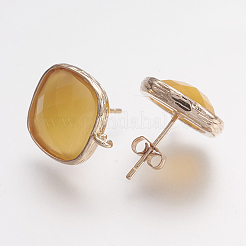 Латунные серьги-гвоздики из циркония&nbsp;LS-ZIRC-G123-02A-B