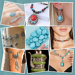 84 шт. 7 стиля синтетических бирюзовых кабошонов&nbsp;TURQ-PH0001-13