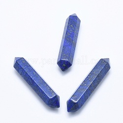 Lapis lazuli naturel sans trou, pierres de guérison, baguette magique de thérapie de méditation d'équilibrage d'énergie de reiki, facette, point double terminé, 51~55x10.5~11x9.5~10mm