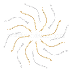 DICOSMETIC 40Pcs 2 Colors Stainless Steel Curve Pendant Golden Connector Dangle Charms with 2 Holes for DIY Bracelet Necklace Jewelry Craft Making Hole: 3mm