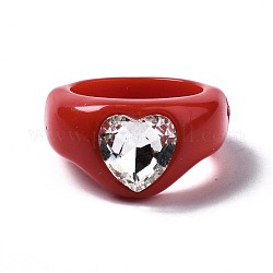 Непрозрачные акриловые кольца на палец, сердце, красные, размер США 7 1/4 (17.5 мм)