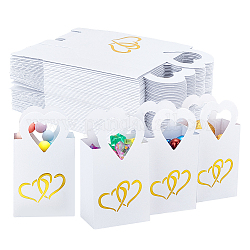 Porta borsetta con confezione a cuore in oro, scatola regalo in carta per conservare caramelle per sacchetti regalo per feste di nozze, bianco, 6x4x10.5cm