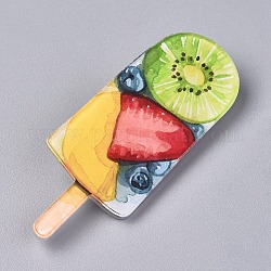 Acrylic Badges Brooch Pins, Cute Lapel Pin, for Clothing Bags Jackets Accessory DIY Crafts, Fruit Ice-lolly, Colorful, 62x25x8.5mm, Pin: 0.8mm
