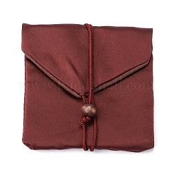 Bolsos de la joyería del terciopelo, cuadrado, marrón, 9.3x9.3x0.9 cm