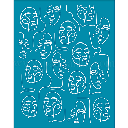 Olycraft 4x5,{5} cm abstrakte Frauen-Gesichtslinien-Tonschablonen, abstraktes Gesicht, Siebdruck für Polymer-Ton, Siebdruck-Schablonen, Netz-Transfer-Schablonen, Netz-Schablone für Polymer-Ton, Schmuckherstellung