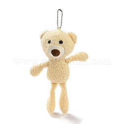PP Cotton Mini Animal Plush Toys Bear Pendant Decoration, with Ball Chain, Moccasin, 255mm