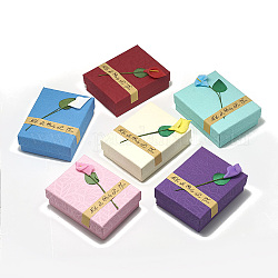 Boîtes de kit de bijoux en carton, avec une éponge à l'intérieur, rectangle, couleur mixte, 9x7x3 cm.