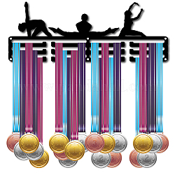 Porte-médaille de fer, support de cintre d'affichage de médailles, cadre porte-médaille, rectangle avec la danseuse, noir, 15x40 cm