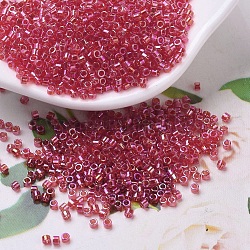 Perline miyuki delica piccole, cilindro, perline giapponesi, 15/0, (dbs0172) rosso trasparente ab, 1.1x1.3mm, Foro: 0.7 mm, circa 3500pcs/10g
